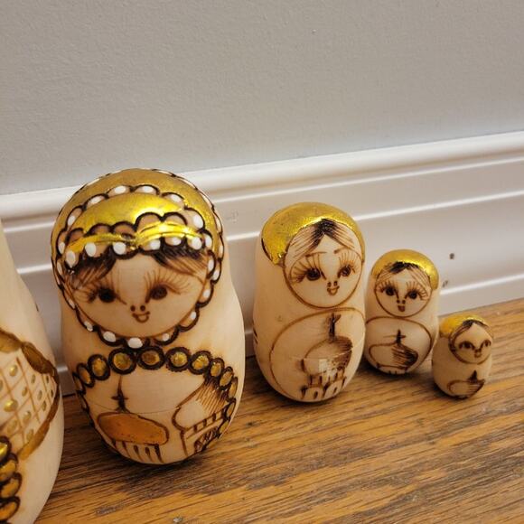 Russian stacking nesting Floral Church dolls Wooden pieces - Picture 9 of 11